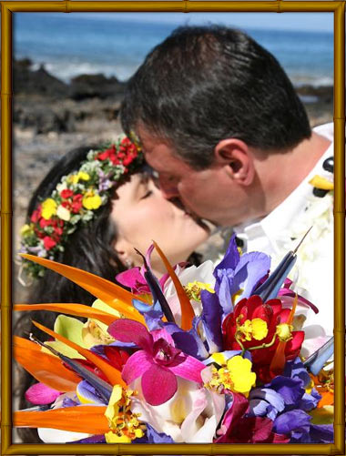 Hawaiian music ceremony and after shots Includes names and wedding date